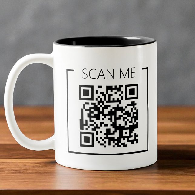 Minimalist QR Code Scan Me Business Two-Tone Coffee Mug (Creator Uploaded)