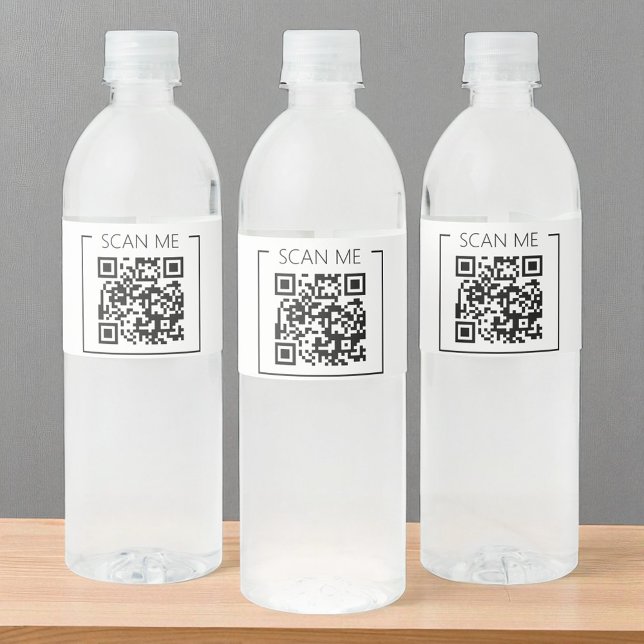 Minimalist QR Code Scan Me Business Water Bottle Label (Creator Uploaded)