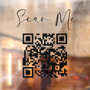Minimalist QR Code Scan Me Business Window Cling