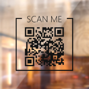 Minimalist QR Code Scan Me Business Window Cling