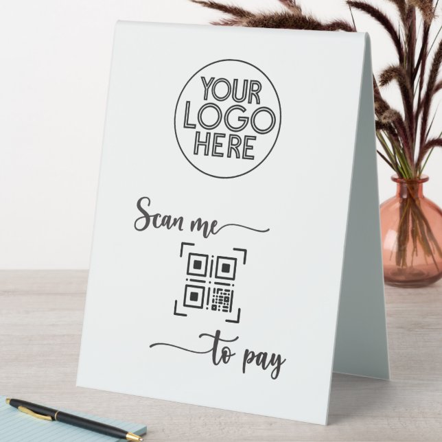 Minimalist QR Code Scan to Pay Business Script  Table Tent (In SItu (Table))