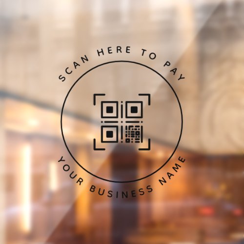 Minimalist QR Code Scan to Pay Business  Window Cling