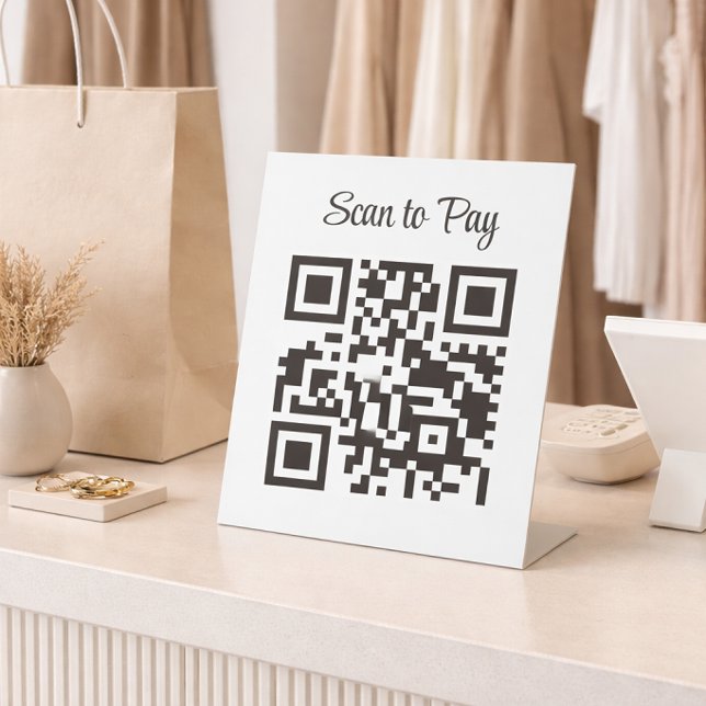 Minimalist Qr Code Scan to Pay  Pedestal Sign (Creator Uploaded)