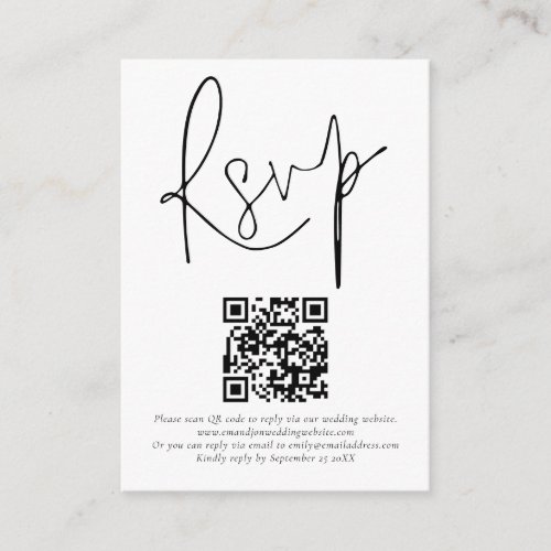 Minimalist QR Code Script Wedding RSVP Enclosure Card