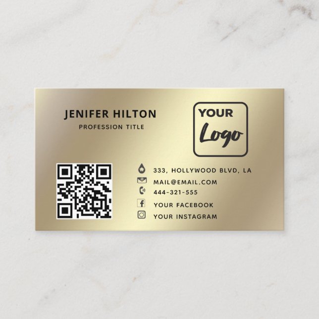 Minimalist QR code social media logo business  Business Card (Front)