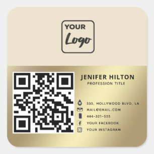 Minimalist QR code social media logo business Square Sticker