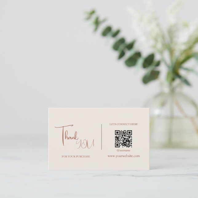 Minimalist QR Code Thank You Card Discount Code  (Standing Front)