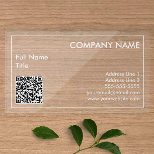 Minimalist QR Code Transparent Clear Business Cards