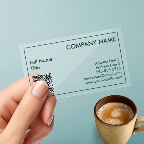 Minimalist QR Code Transparent Clear Business Cards