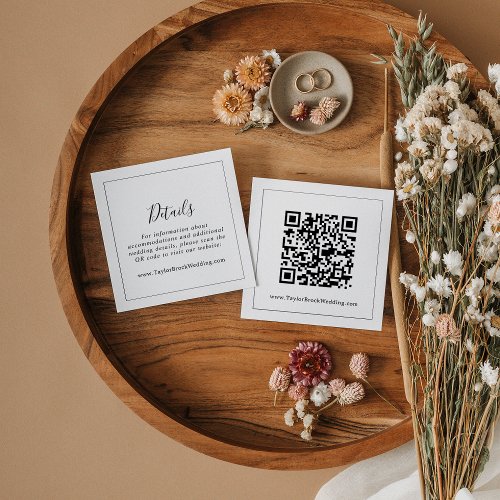 Minimalist QR Code Wedding Details Enclosure Card