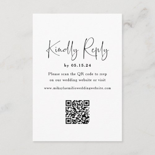 Minimalist QR Code Wedding RSVP Card