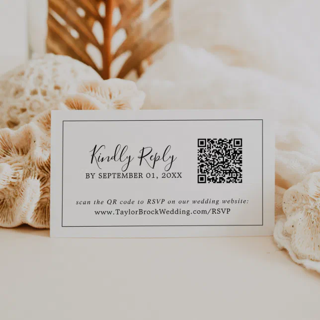 Minimalist Qr Code Wedding Rsvp Enclosure Card Zazzle