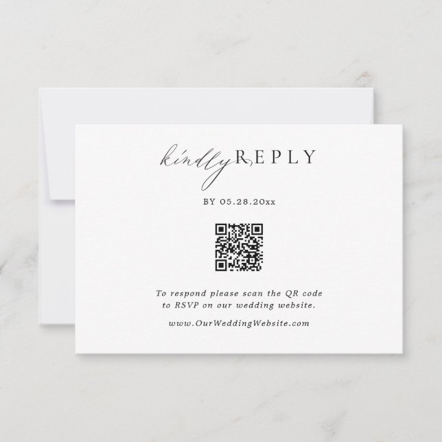 Minimalist QR Code Wedding RSVP Online Reponse (Front)