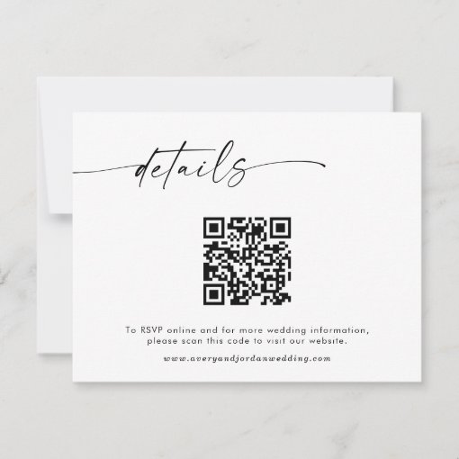 Minimalist Qr Code Wedding Website Details Card 