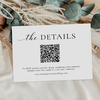 Minimalist QR Code Wedding Website Details Card
