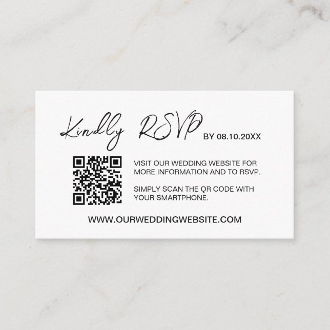 Minimalist QR code Wedding website RSVP budget Enclosure Card (Front)