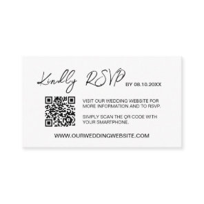 Minimalist QR code Wedding website RSVP budget Enclosure Card