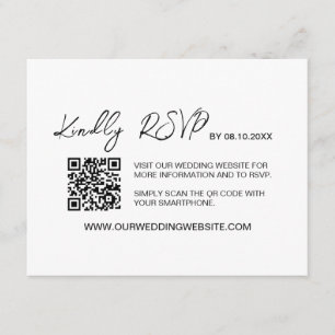 Minimalist QR code Wedding website RSVP  Enclosure Card
