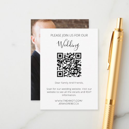 Minimalist QR Codes Photo Wedding Website RSVP Enclosure Card
