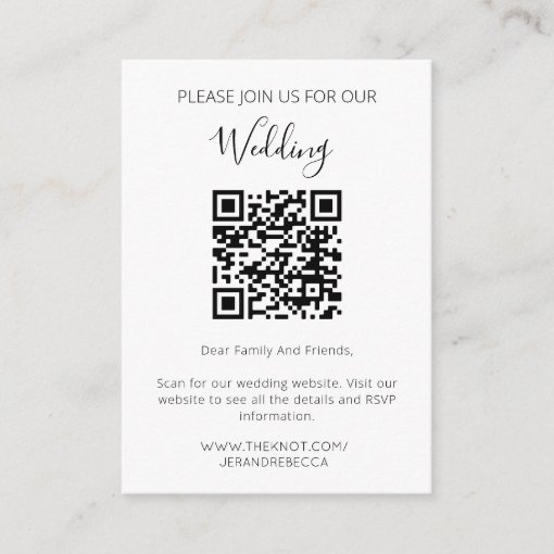 Minimalist QR Codes Photo Wedding Website RSVP Enclosure Card | Zazzle