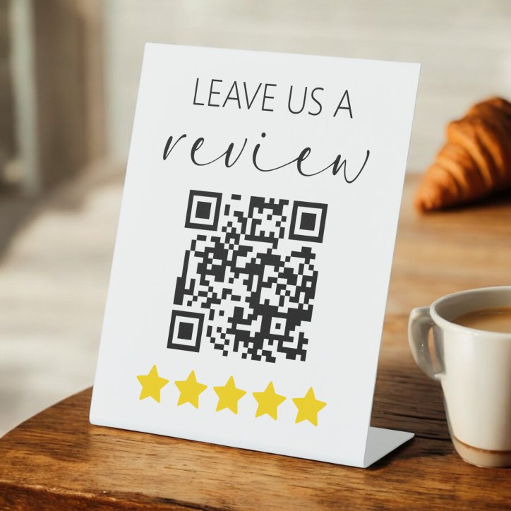 Minimalist QR Leave Us A Review Business Pedestal Sign