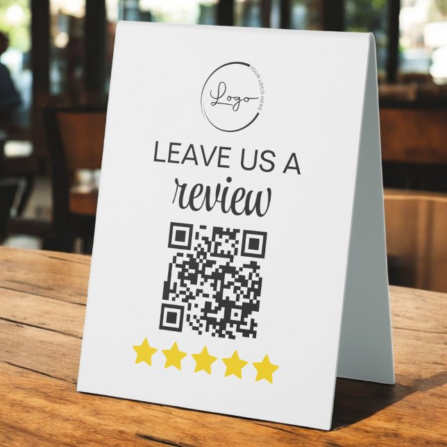 Minimalist QR Leave Us a Review Business Table Tent (Creator Uploaded)