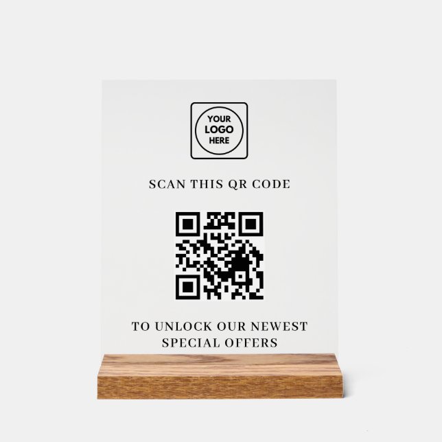 Minimalist QR Logo Acrylic Sign (Front)