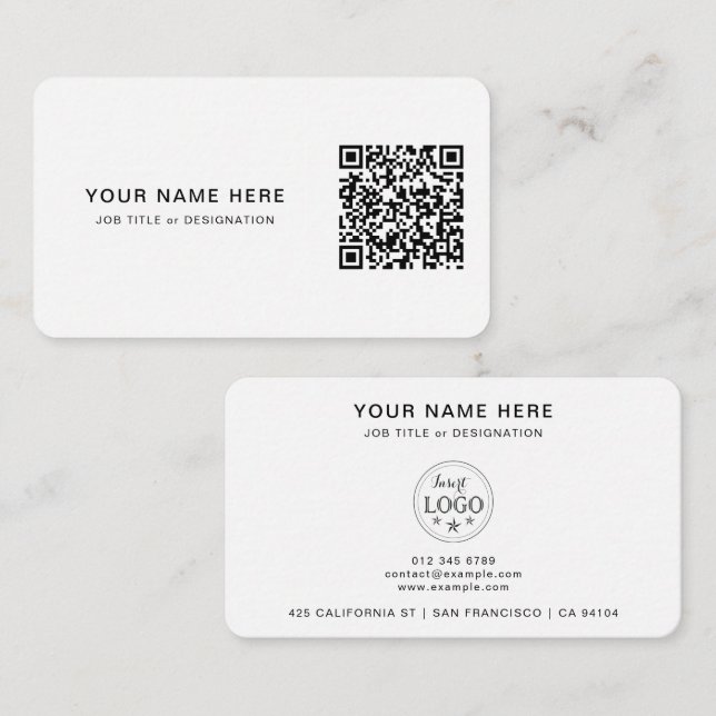 Minimalist QR & Logo Rounded Business Card (Front/Back)