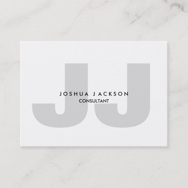 Minimalist Quality Grey Monogram Unique Modern Business Card (Front)