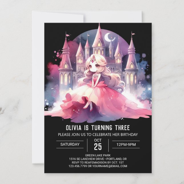 Minimalist Queen Princess Birthday Invitation (Front)