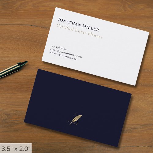 Minimalist Quill Logo Business Card