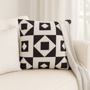 Minimalist Quilt Black & White Throw Pillow