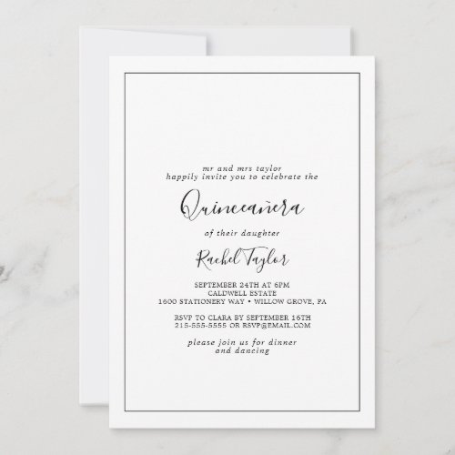 Minimalist Quinceaera Invitation