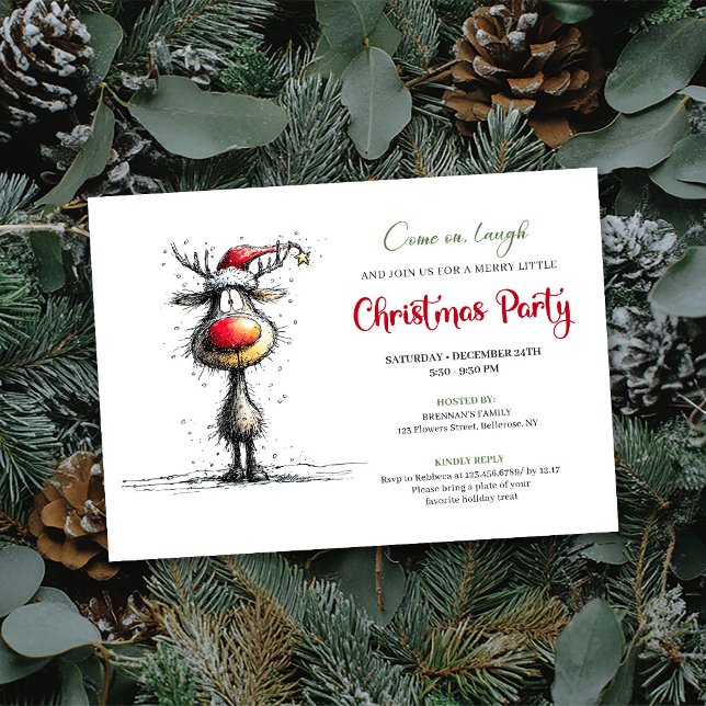Minimalist quirky reindeer holiday party invite (Minimalist quirky reindeer holiday party invite

)