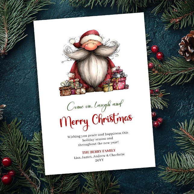 Minimalist Quirky Santa Hand Drawn Holiday Card (Minimalist Quirky Santa Hand Drawn Holiday Card)