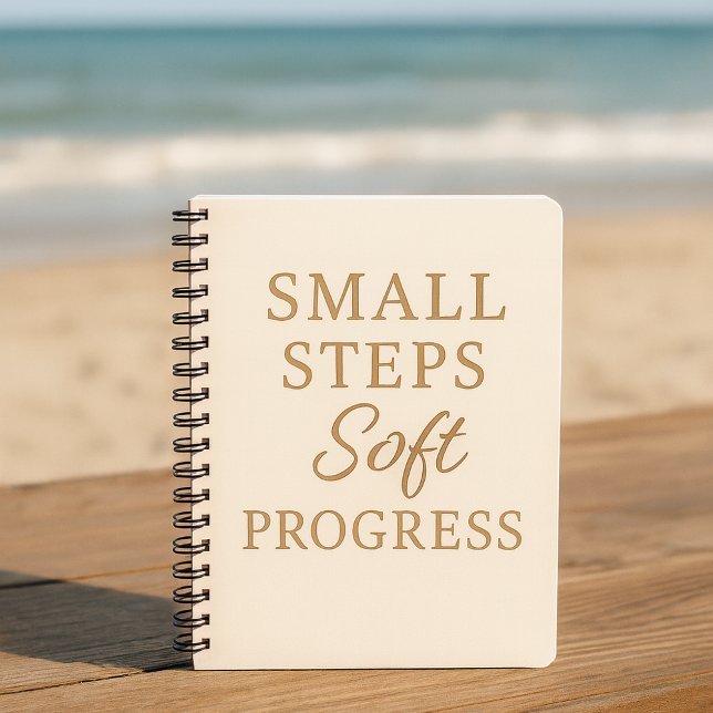 Minimalist Quote Notebook – “Small Steps'' (small_steps_soft_progress_notebook_aureline_studio)