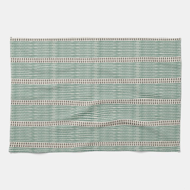 Minimalist raffia mesh lines strokes dashed muted  kitchen towel (Horizontal)