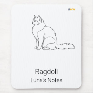 Minimalist Ragdoll Cat Custom Name Desk Mouse Pad