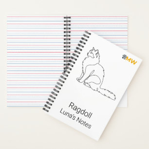 Minimalist Ragdoll Cat Personalized Name Notebook