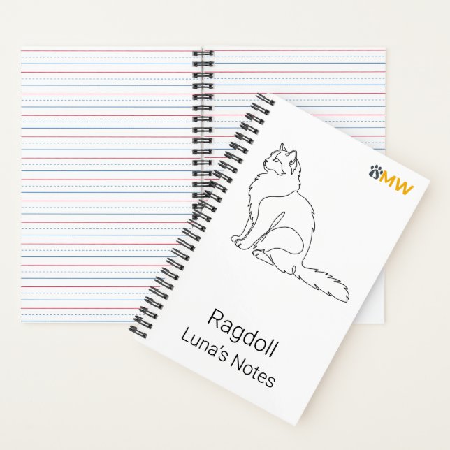 Minimalist Ragdoll Cat Personalized Name  Notebook (Inside)