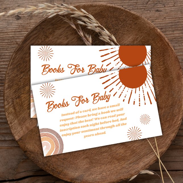 Minimalist Rainbow Boho Books For Baby Shower  Enclosure Card (Minimalist Rainbow Boho Books For Baby Shower Enclosure Card)