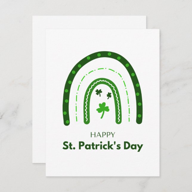 Minimalist Rainbow Happy St. Patrick's Day  Holiday Card (Front/Back)