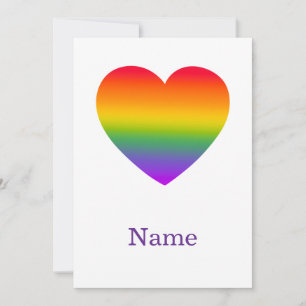 Minimalist Rainbow Line Heart - Cute Colorful Art Invitation