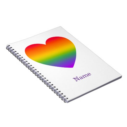 Minimalist Rainbow Line Heart - Cute Colorful Art Notebook