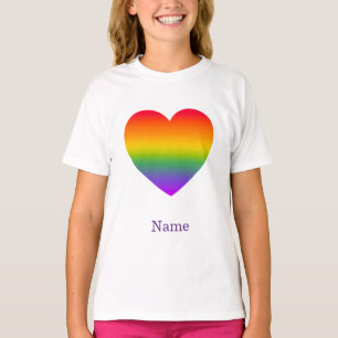 Minimalist Rainbow Line Heart - Cute Colorful Art T-Shirt