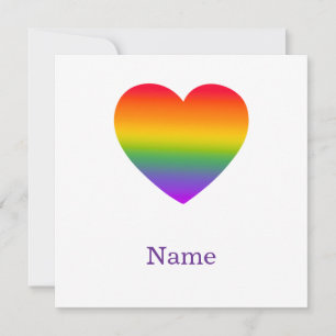 Minimalist Rainbow Line Heart - Cute Colorful Art Thank You Card