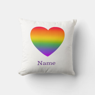 Minimalist Rainbow Line Heart - Cute Colorful Art Throw Pillow