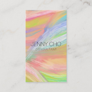 Minimalist Rainbow Painting QR Code Social Icons Business Card