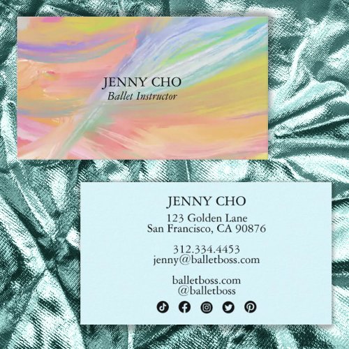 Minimalist Rainbow Painting Textured Acrylic Art Business Card