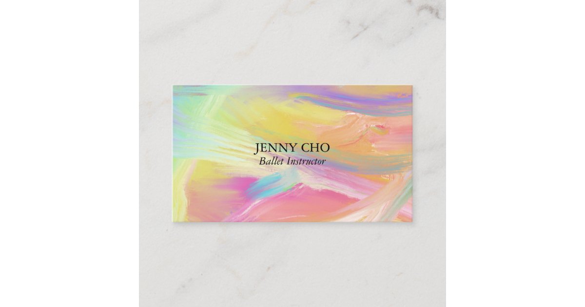 Minimalist Rainbow Painting Textured Business Card Zazzle Com